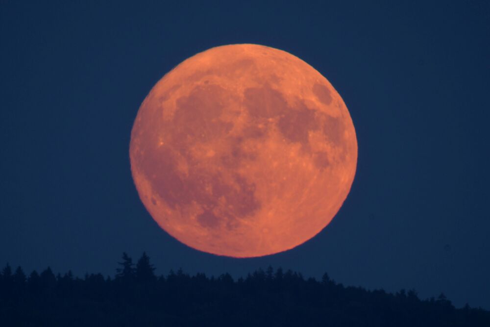 Im August gab es viele sonnige Tage. Aufgang des Vollmonds am 8. August in Hallwil AG am klaren Abendhimmel. (Foto: Andreas Walker)